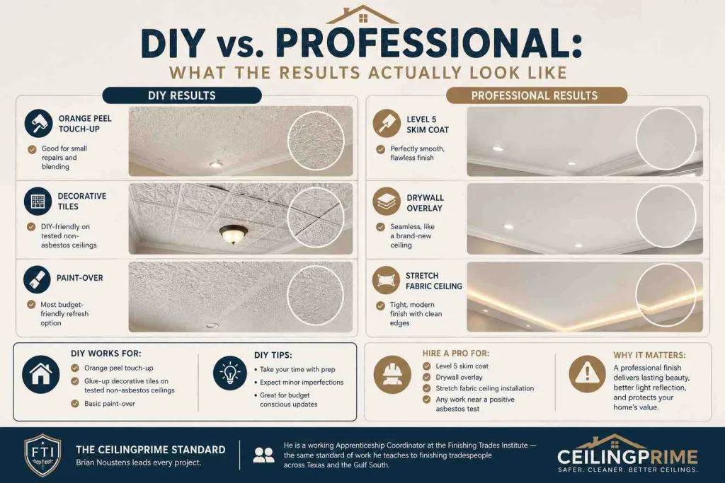 DIY vs professional ceiling finishes
