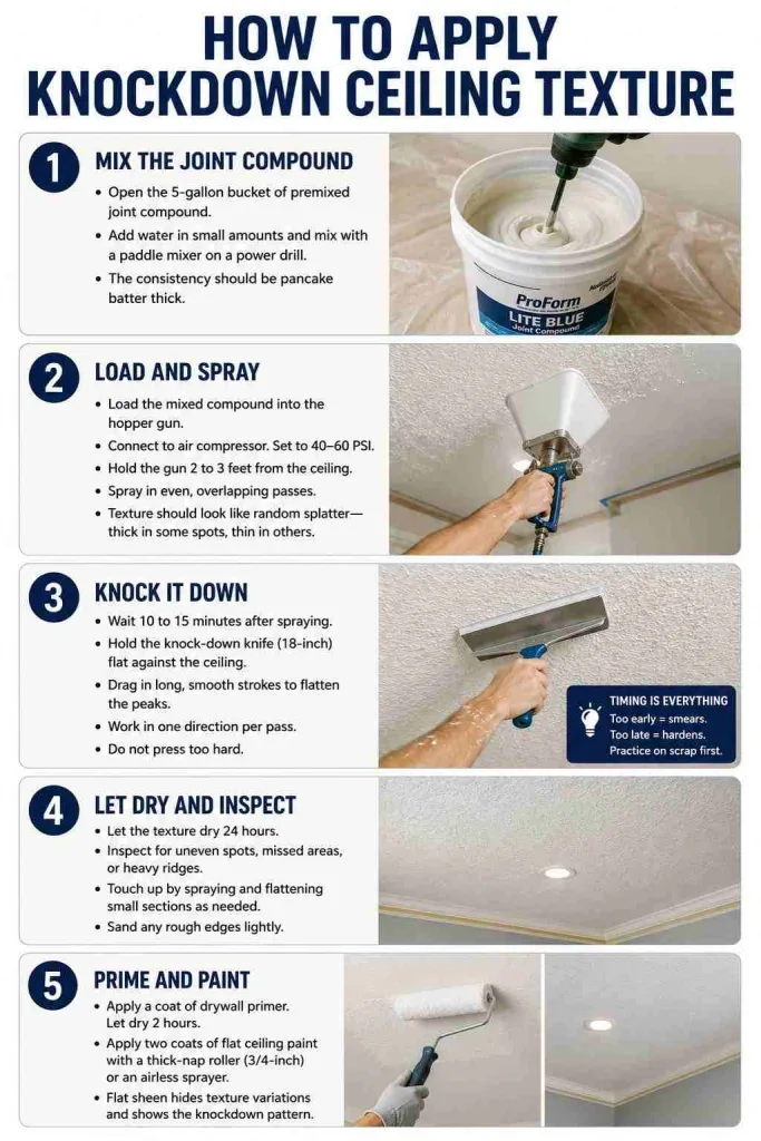 How to apply knockdown ceiling texture