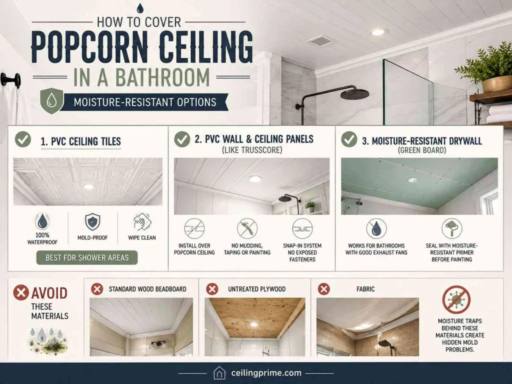 How to cover popcorn ceiling in bathrooms
