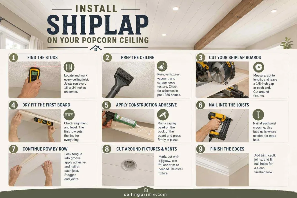 How to install shiplap on a ceiling