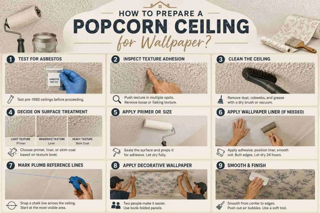 How to prep popcorn ceiling for wallpaper