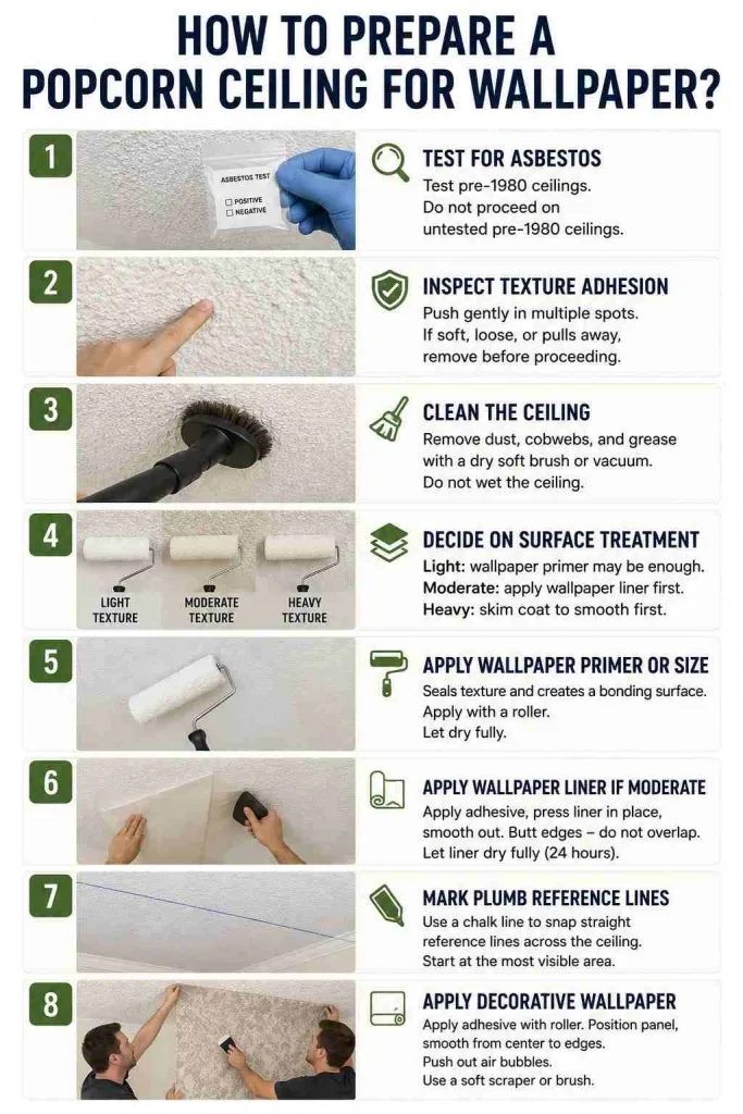 How to wallpaper a popcorn ceiling