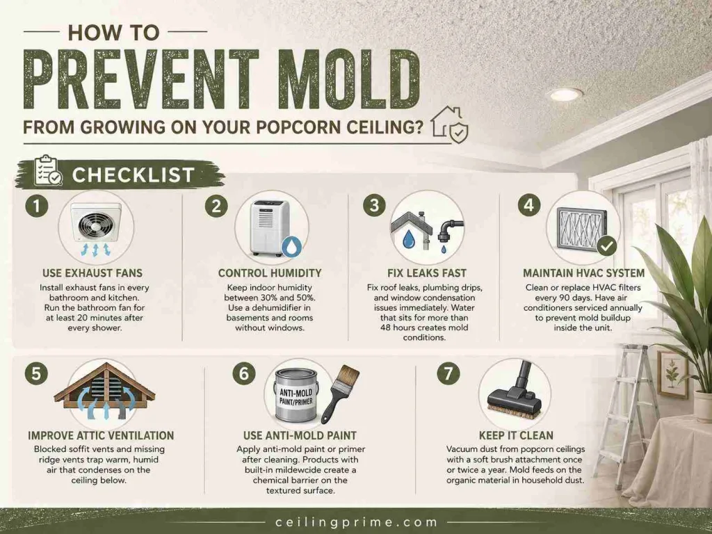 Prevent mold on your ceiling checklist