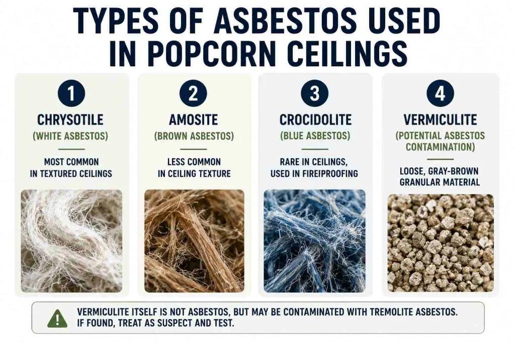 Types of asbestos in popcorn ceilings