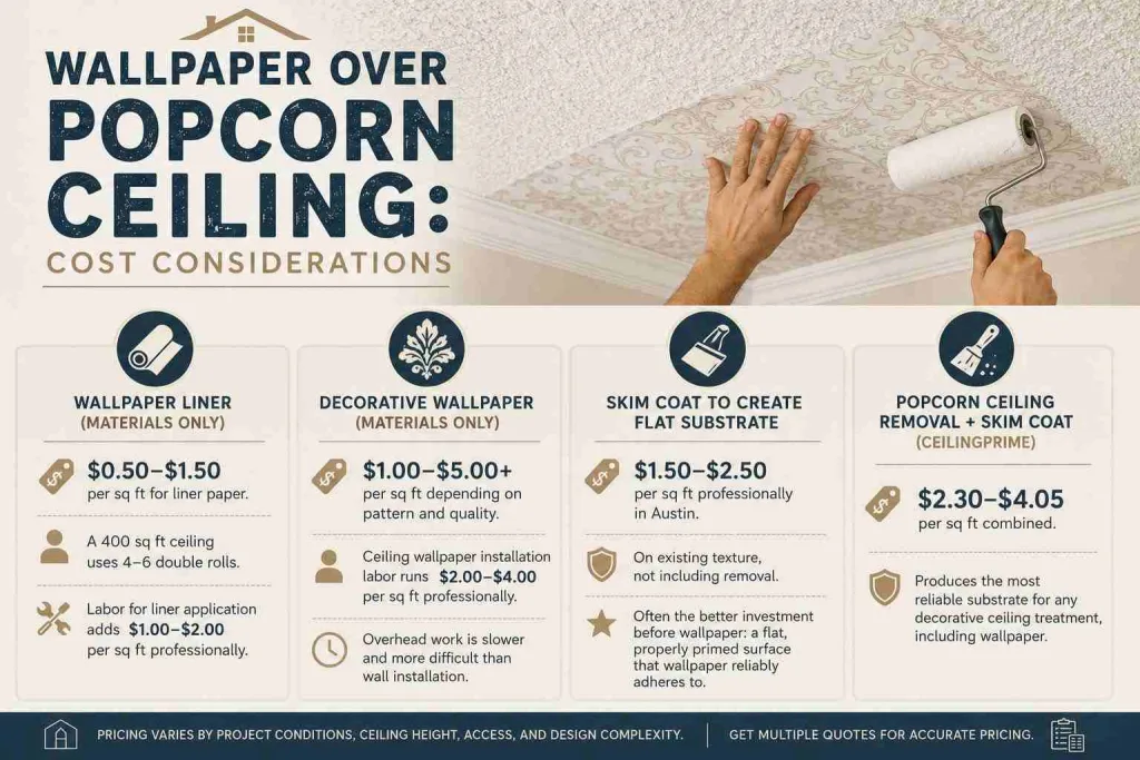 Wallpapering over popcorn ceilings costs guide