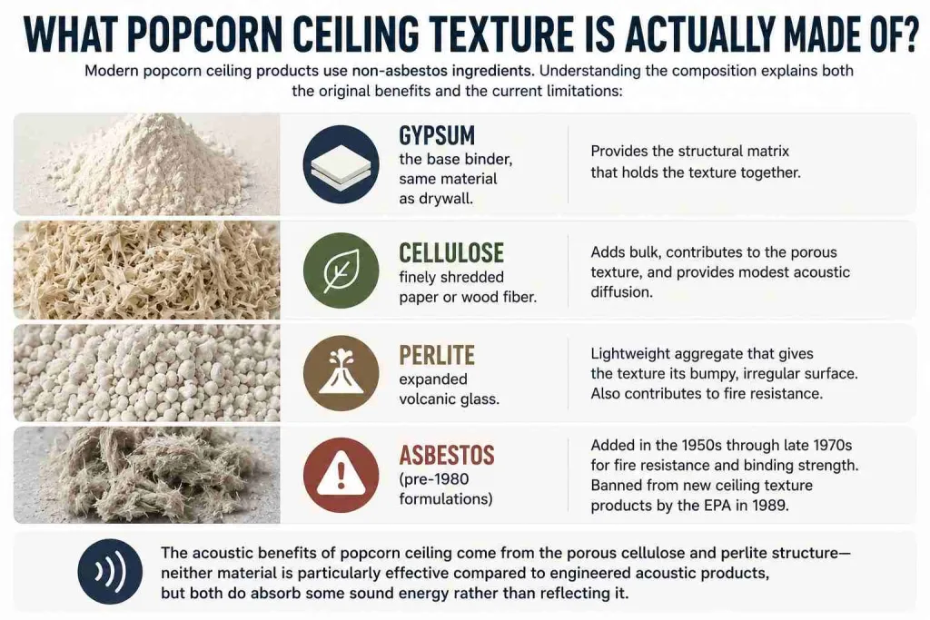 What popcorn ceiling is made of