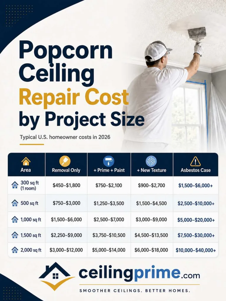 Popcorn Ceiling Repair Cost by Project Size