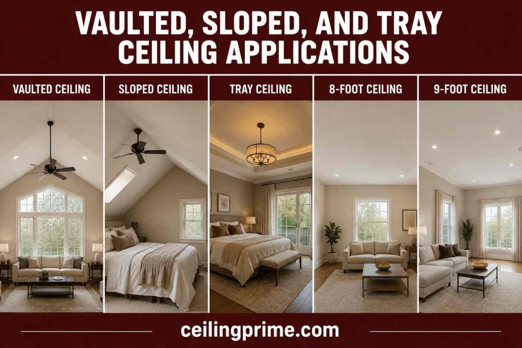 Vaulted, Sloped, and Tray Ceiling Applications