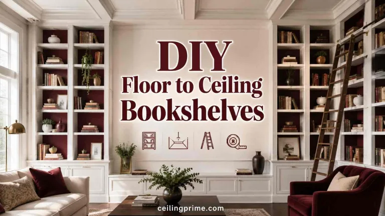 DIY Floor to Ceiling Bookshelves