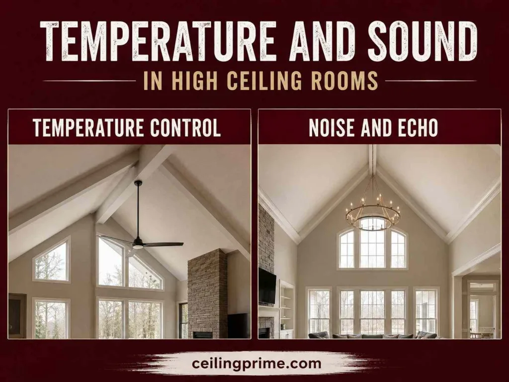 High ceiling room with ceiling fan and soft furnishings for comfort