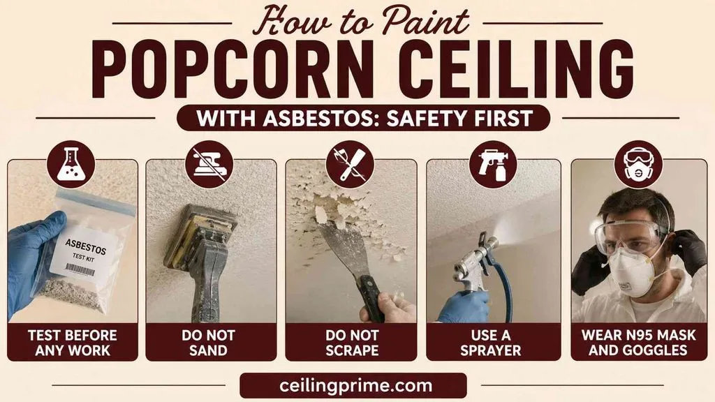Learn how to paint popcorn ceiling safely with proper testing, spraying, and essential protective gear.