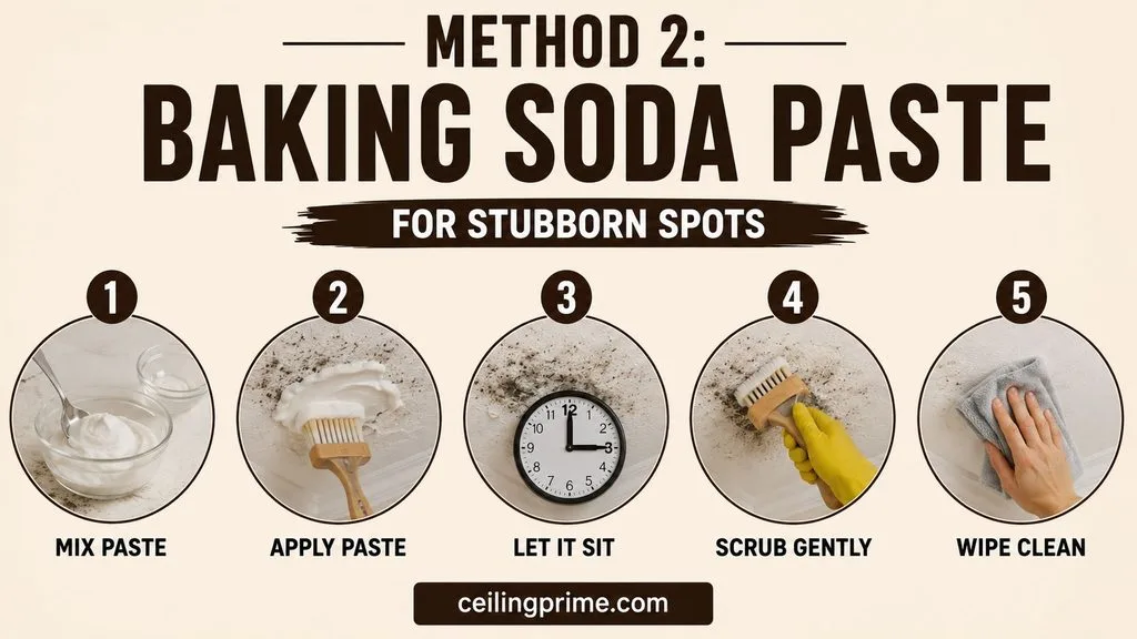 An easy guide on how to get rid of mold on bathroom ceiling with baking soda.