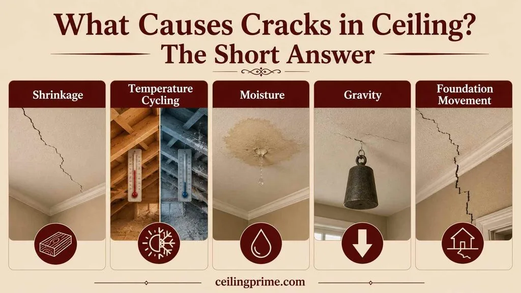 Learn how structural movement, moisture, and temperature changes trigger circular cracks in ceiling areas.