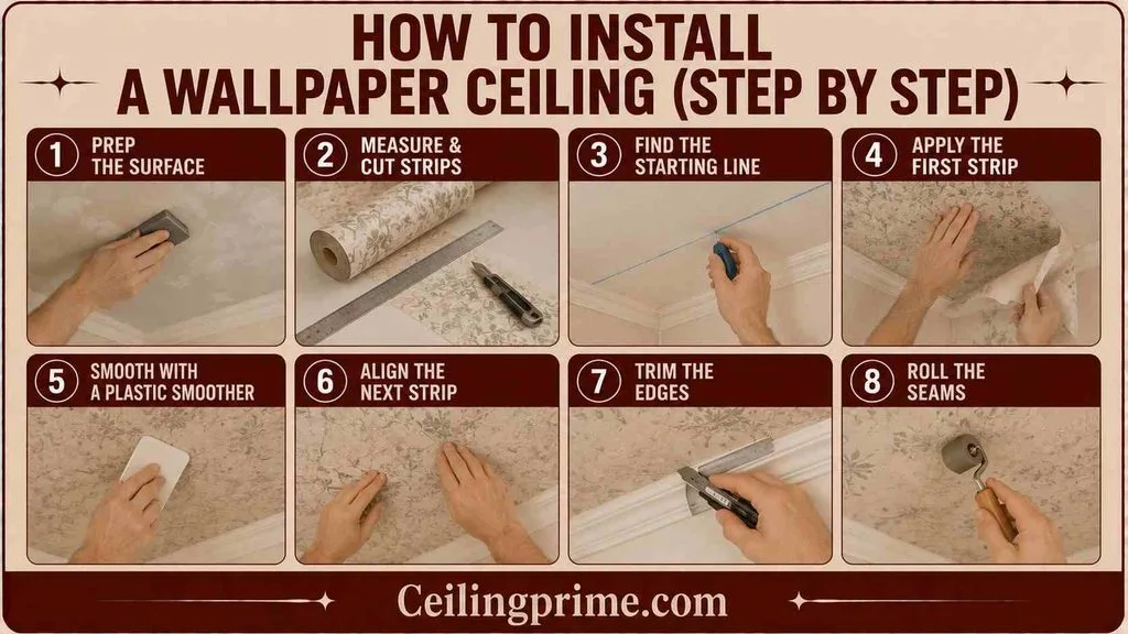 Follow these simple step-by-step instructions in How to Install a Wallpaper Ceiling for flawless DIY application.