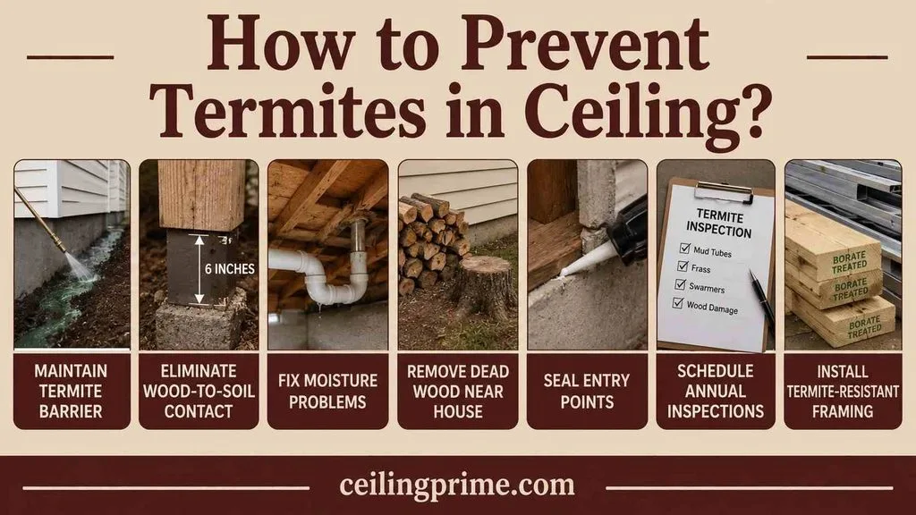 Prevent destructive termites in ceiling spaces by eliminating moisture, sealing gaps, and maintaining protective barriers.