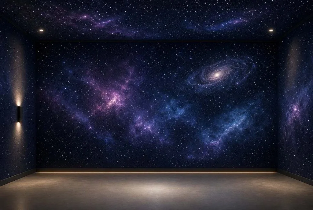 Bring dreamy cosmic wonders indoors using a Starry Sky or Celestial Wallpaper Ceiling theme.