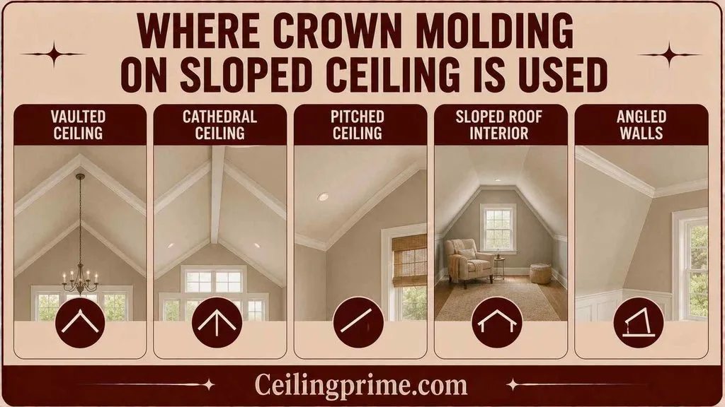 Discover key architectural spaces Where Crown Molding on Sloped Ceiling Is Used for timeless style.